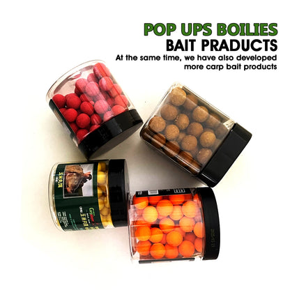 80pcs 12mm Fishy Flavor Pop-Up Carp Bait Balls | Made with Plant & Animal Proteins | Perfect for Large Carp & Catfish Fishing