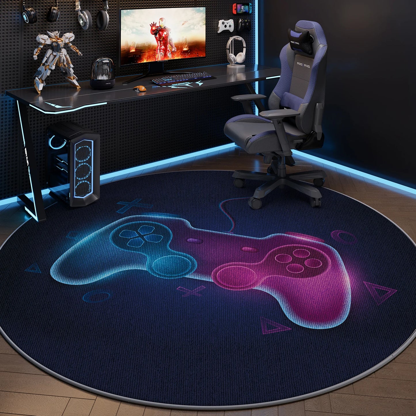 VIKAMA Computer Chair Floor Mat, Gaming Room Swivel Chair, Silent Pad, Office Chair, Washable Carpet, Home Decoration