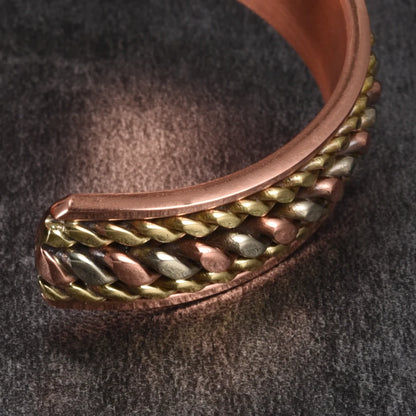 Vinterly Pure Copper Bracelets Magnetic Adjustable Braided Cuff 12mm Bangles Soft Metal Resizable Health Jewelry Men Women
