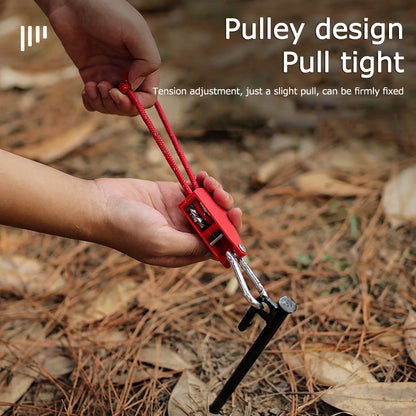 4mm 4m Rope Fastener Reflective Nylon Tent Wind Rope Tensioner with Carabiner Tent Wind Rope Fixed Buckle Adjustable for Camping